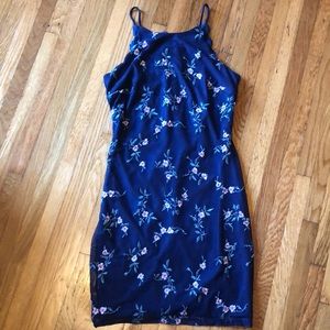 Fortune + Ivy dark blue embroidered floral dress